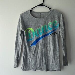 Justice Gray Long Sleeve with Colorful Dance Graphic